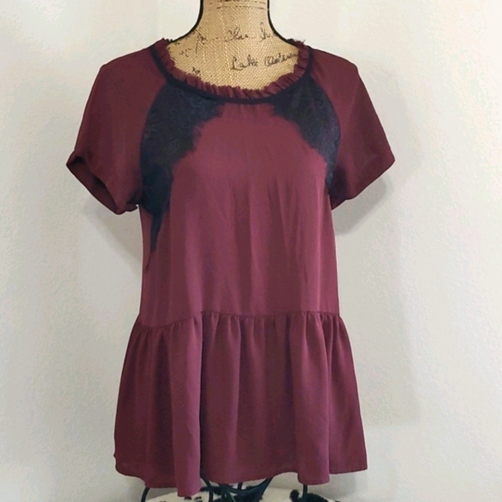 REWIND• Burgundy•black lace detail•Medium - Picture 1 of 6